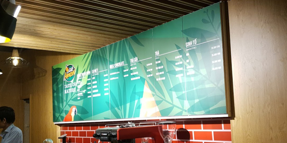 Menu cafe amazon tại quầy